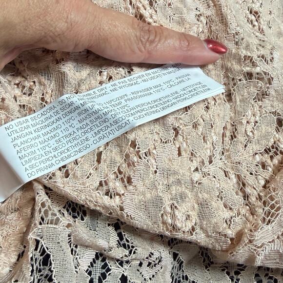 ZARA TRAFALUC SHEER LACE BLOUSE PEACH COQUETTE FAIRY COTTAGE CORE BOHO SIZE M - Picture 6 of 6